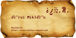 Örsi Miklós névjegykártya